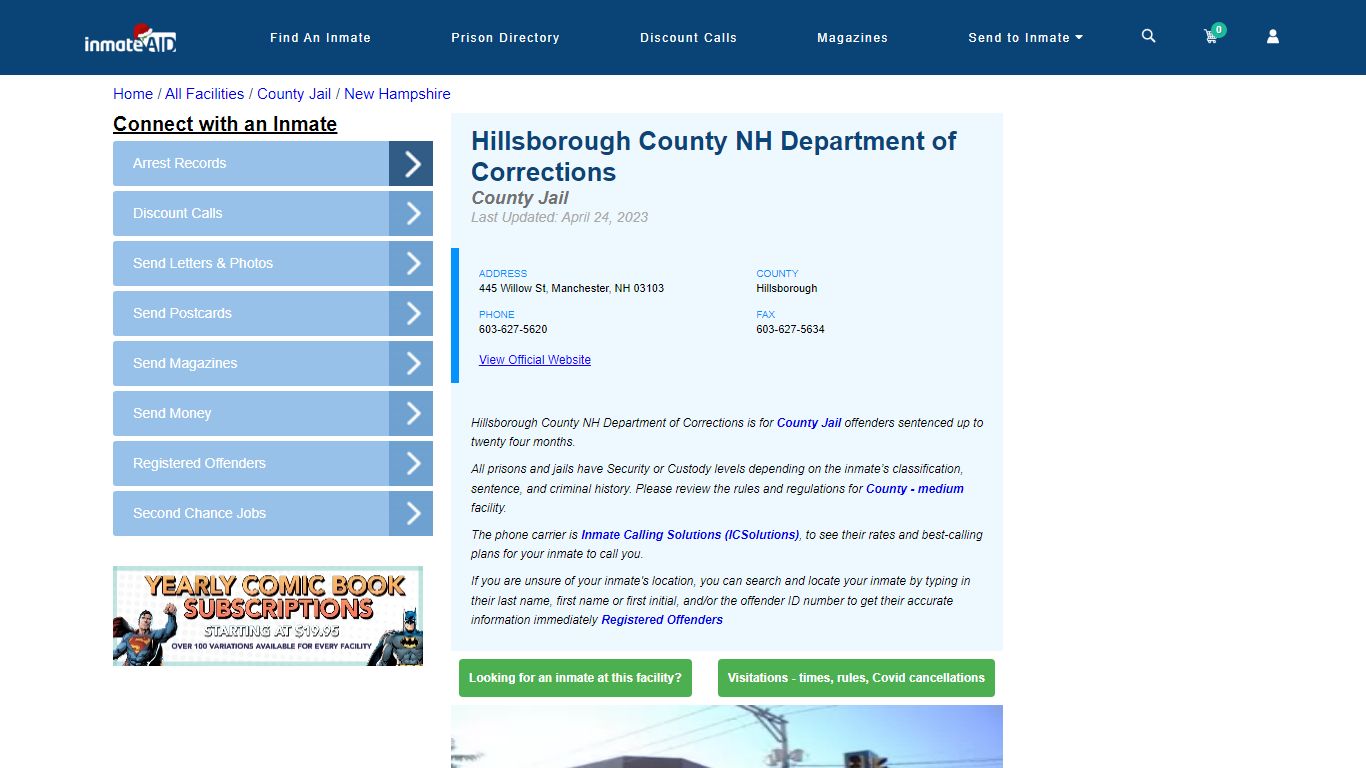 Hillsborough County NH Department of Corrections - Inmate Locator ...
